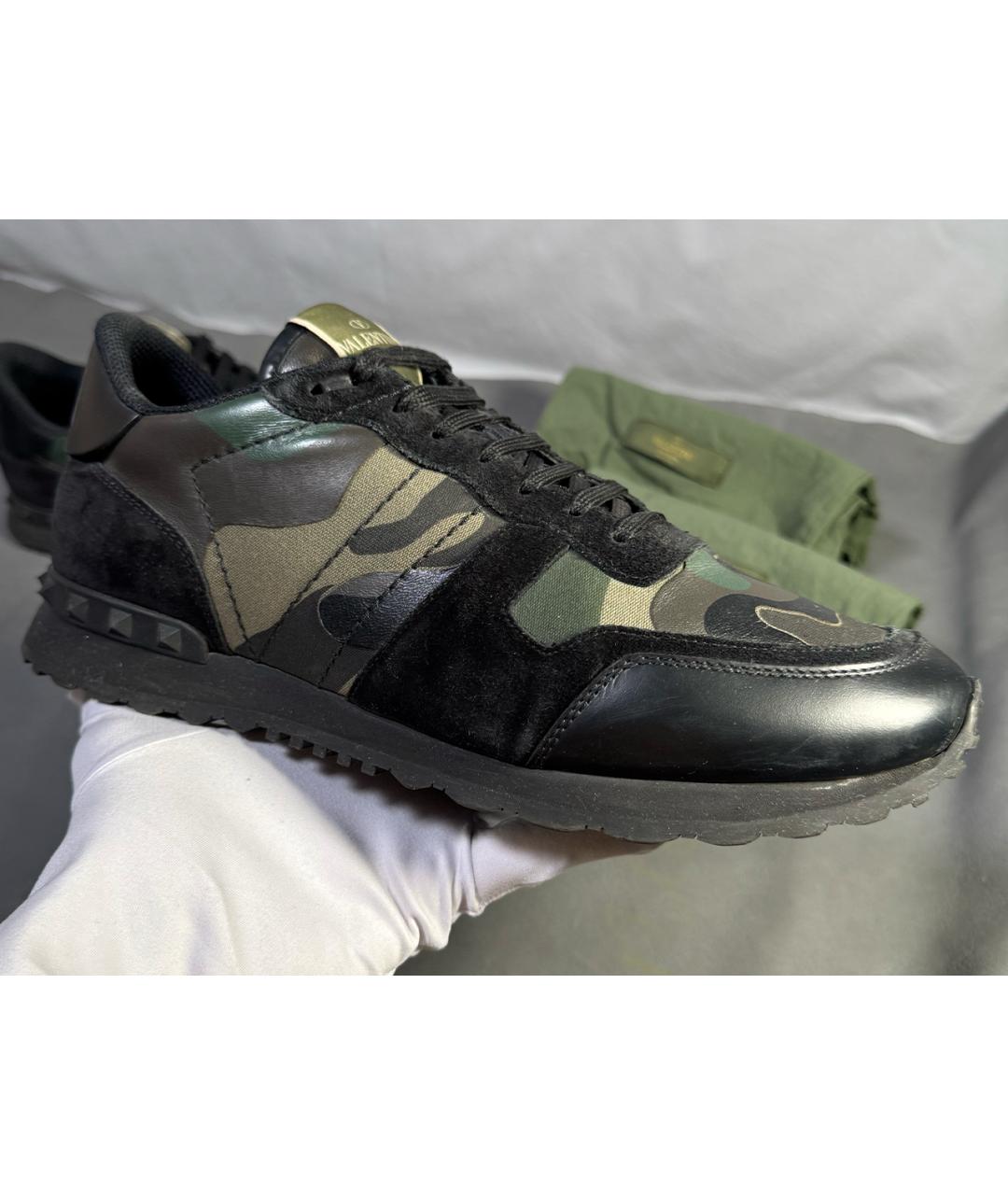 VALENTINO Хаки текстильные низкие кроссовки / кеды, фото 7