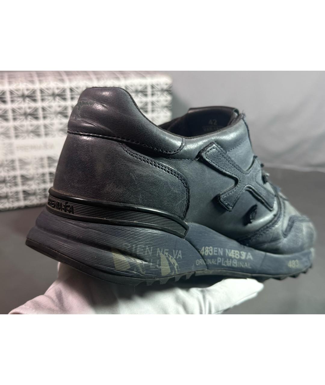 PREMIATA Синие кожаные низкие кроссовки / кеды, фото 8