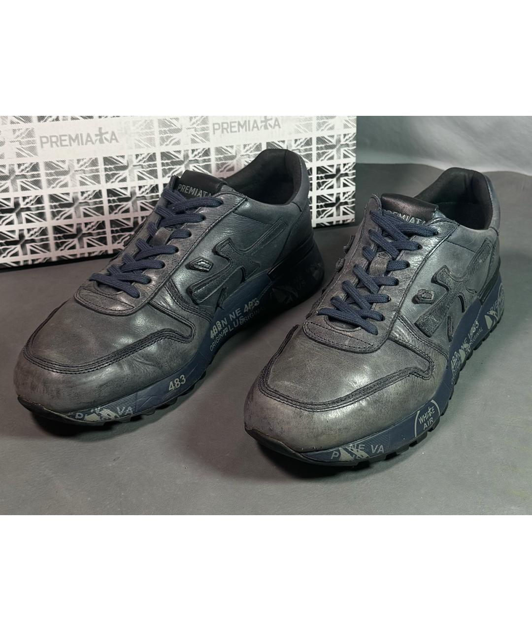 PREMIATA Синие кожаные низкие кроссовки / кеды, фото 3