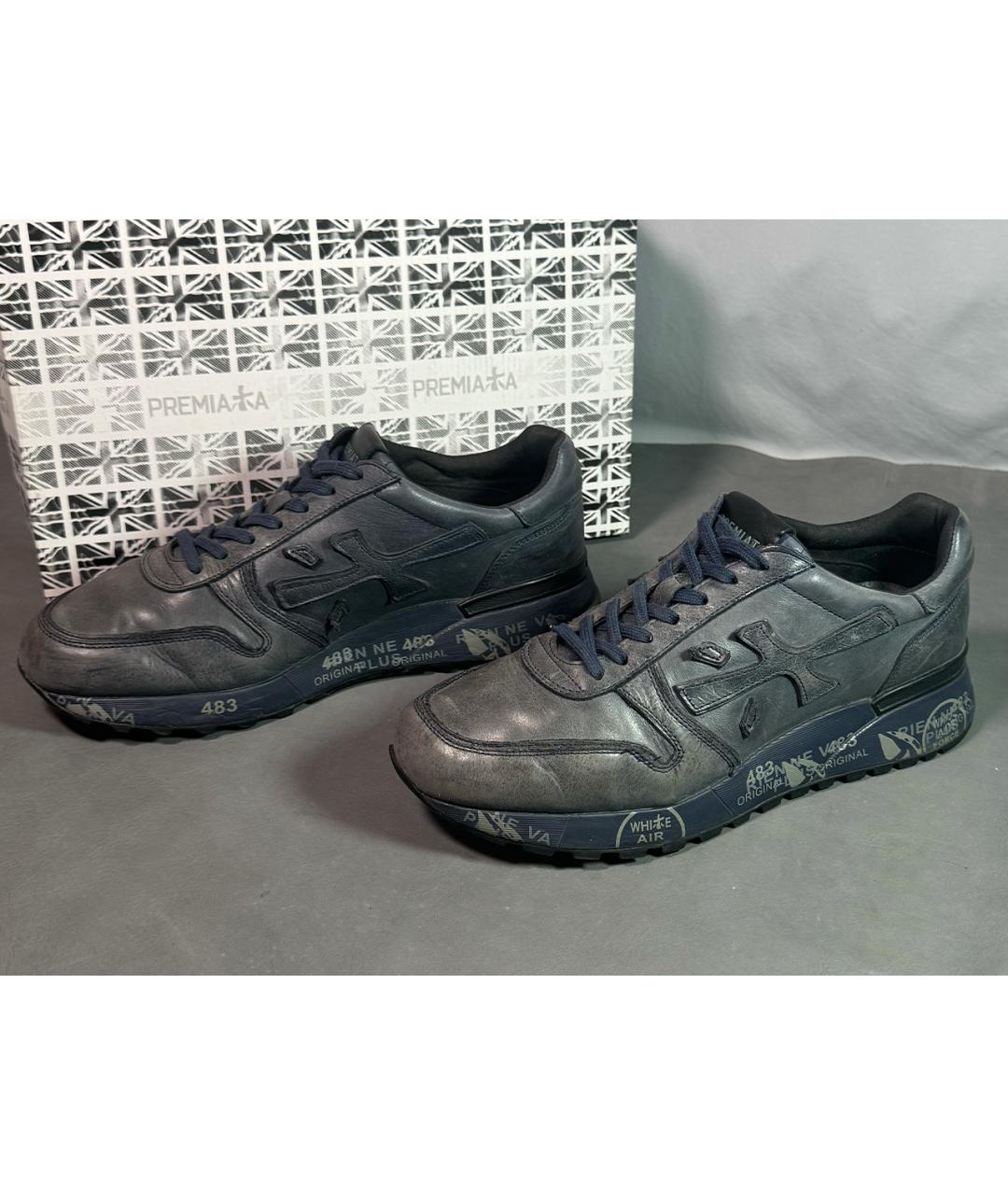 PREMIATA Синие кожаные низкие кроссовки / кеды, фото 4