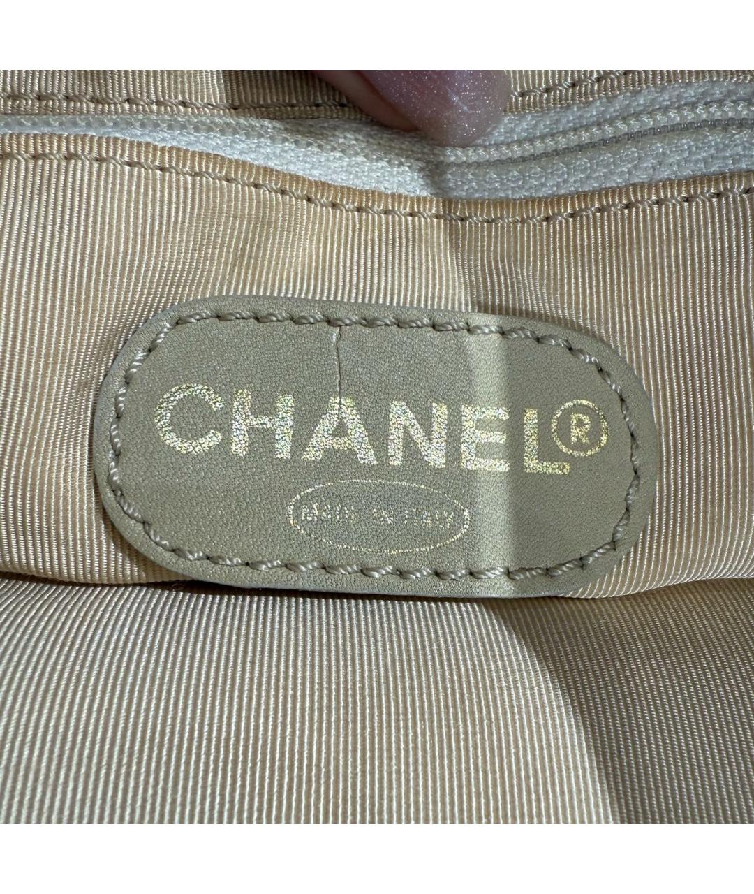 CHANEL Бежевая кожаная сумка через плечо, фото 7