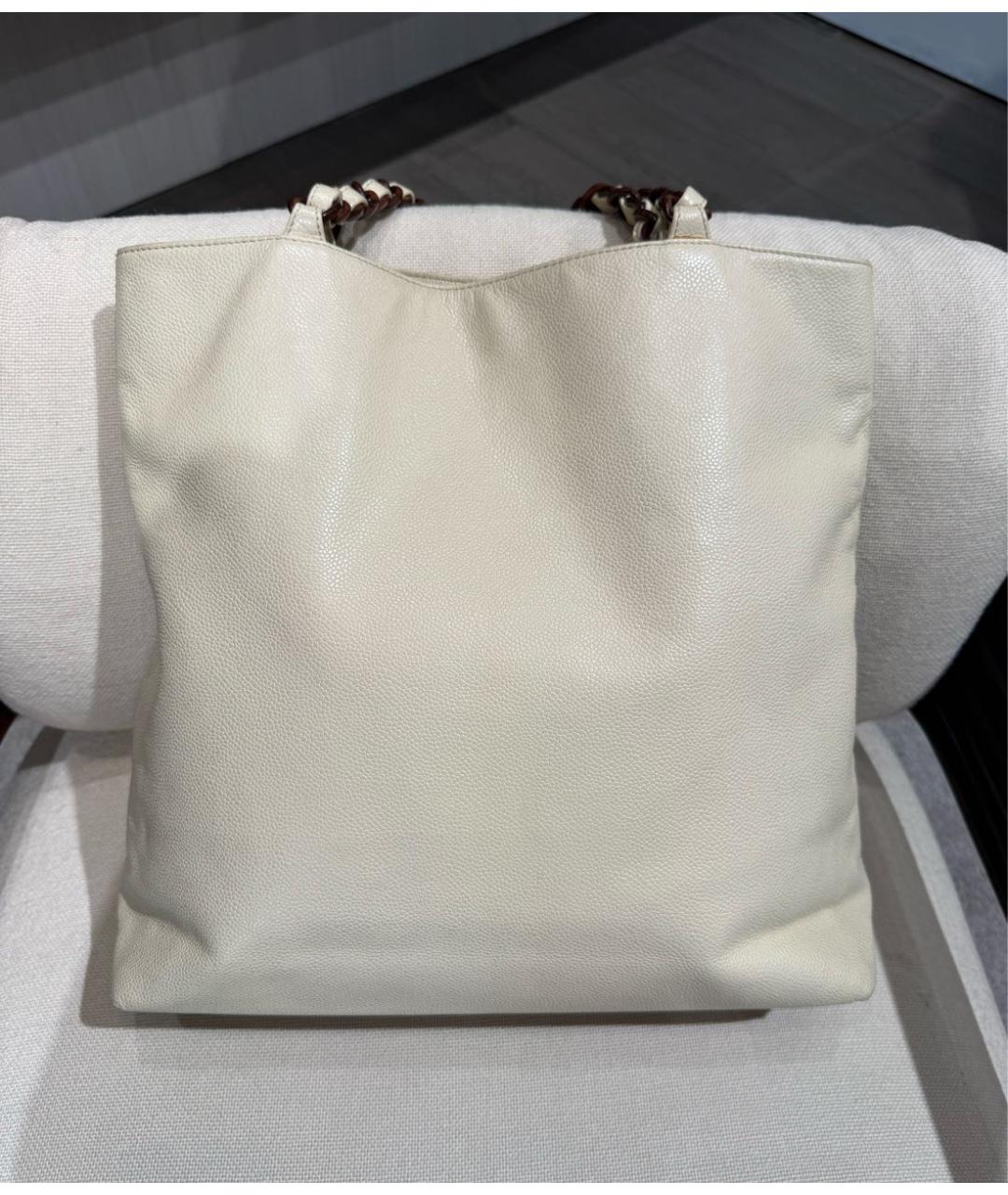 CHANEL Бежевая кожаная сумка через плечо, фото 2