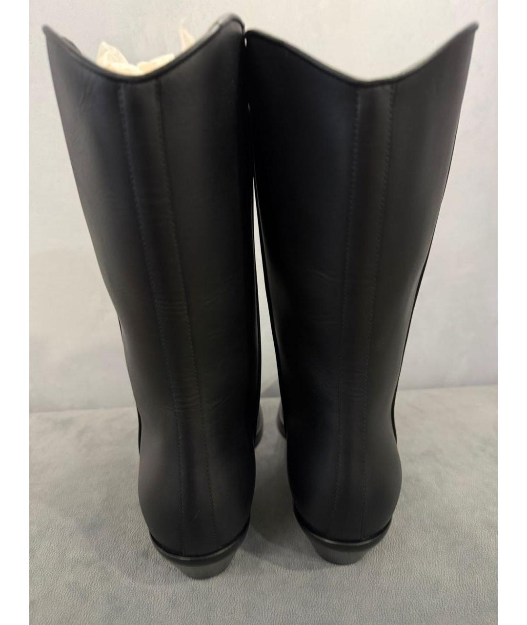 CHRISTIAN DIOR Черные кожаные сапоги, фото 3
