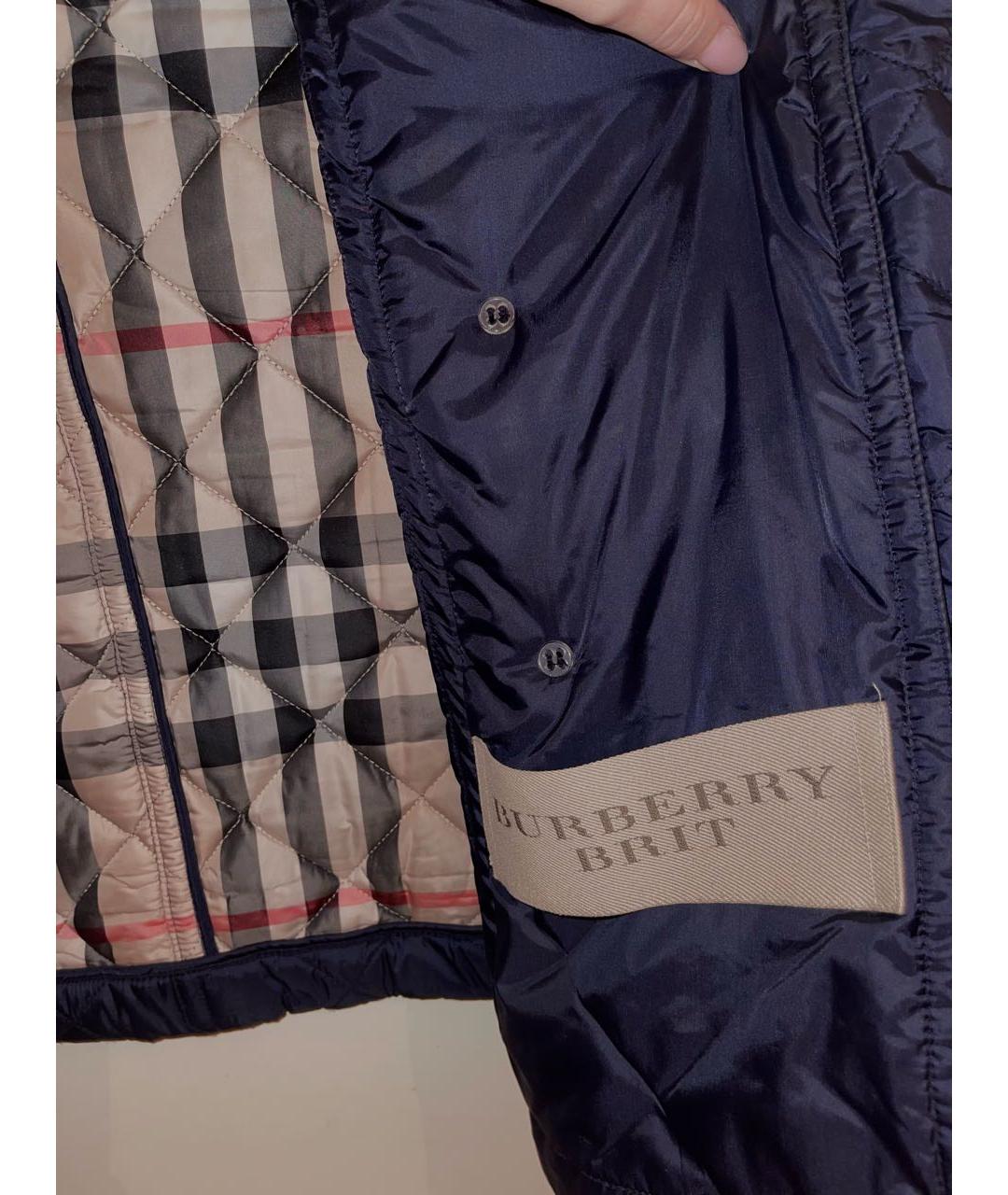 BURBERRY Темно-синяя полиамидовая куртка, фото 3