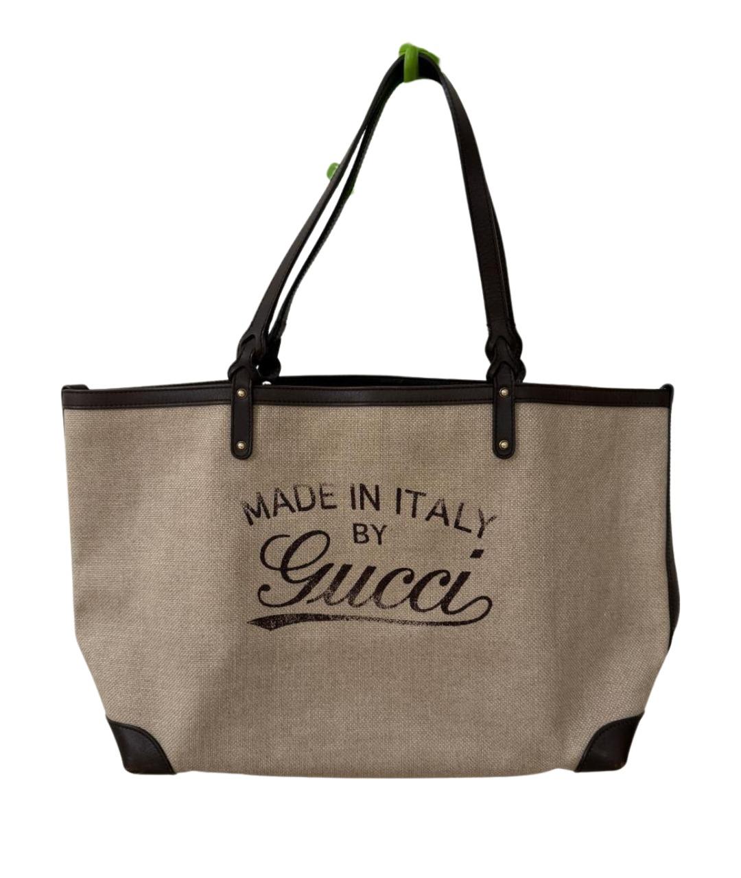 GUCCI Бежевая тканевая пляжная сумка, фото 11