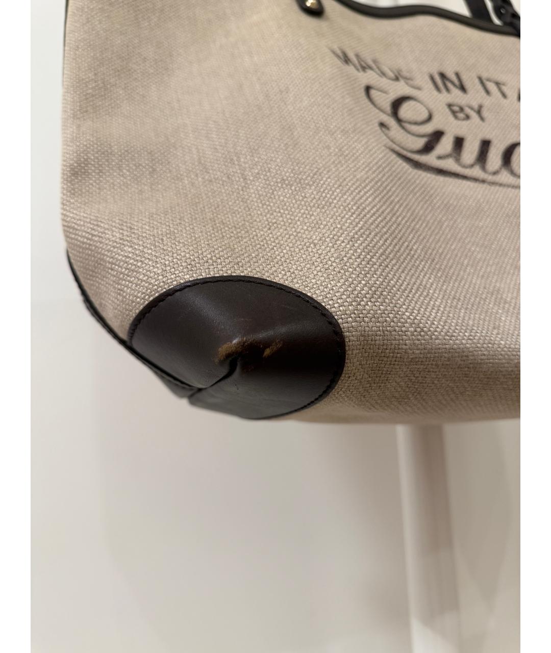 GUCCI Бежевая тканевая пляжная сумка, фото 7