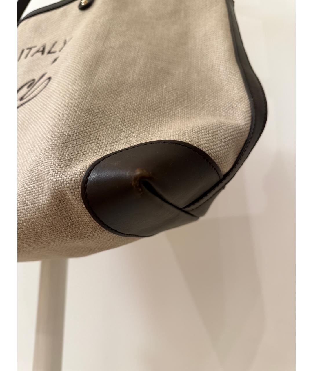 GUCCI Бежевая тканевая пляжная сумка, фото 5