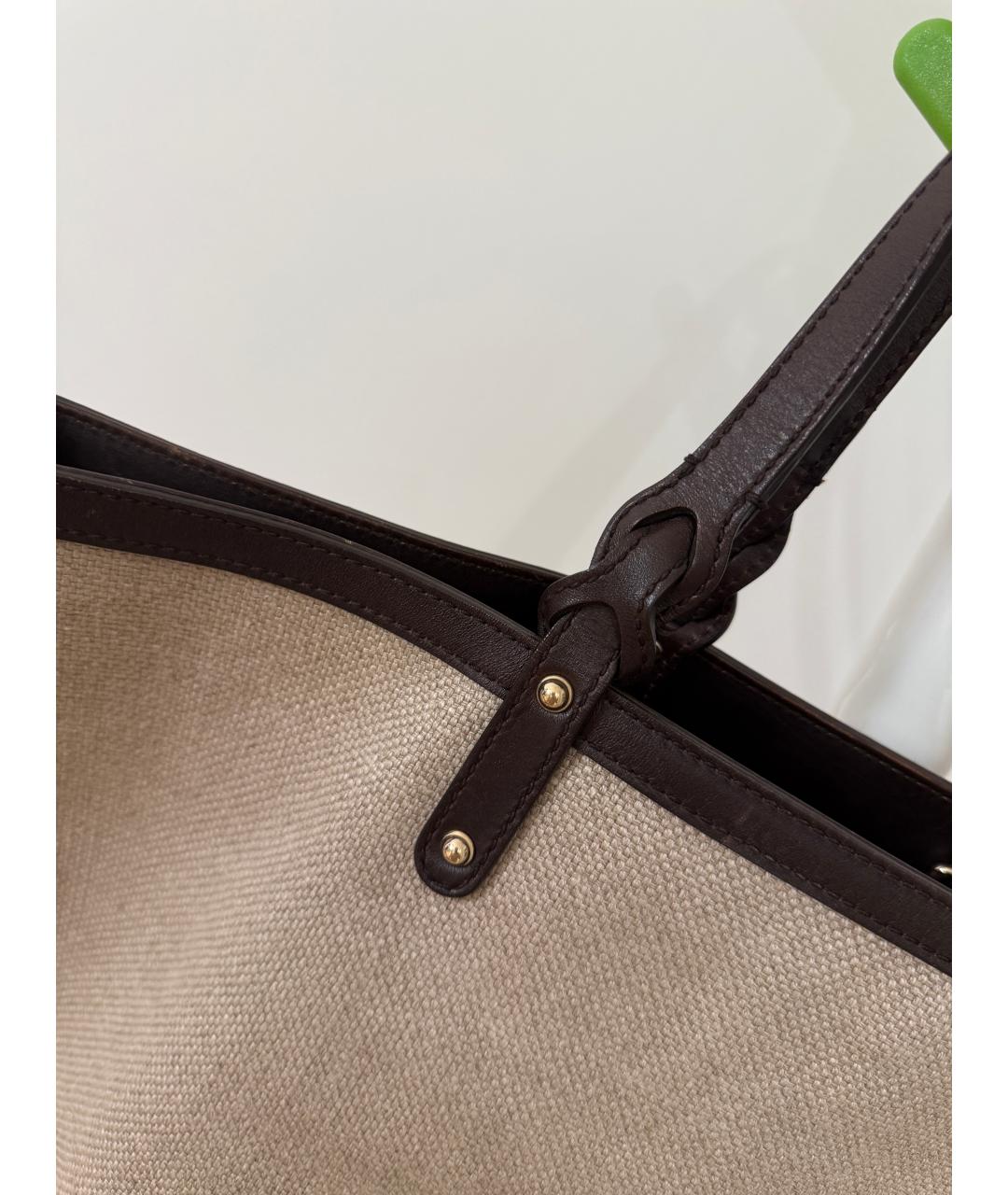 GUCCI Бежевая тканевая пляжная сумка, фото 9