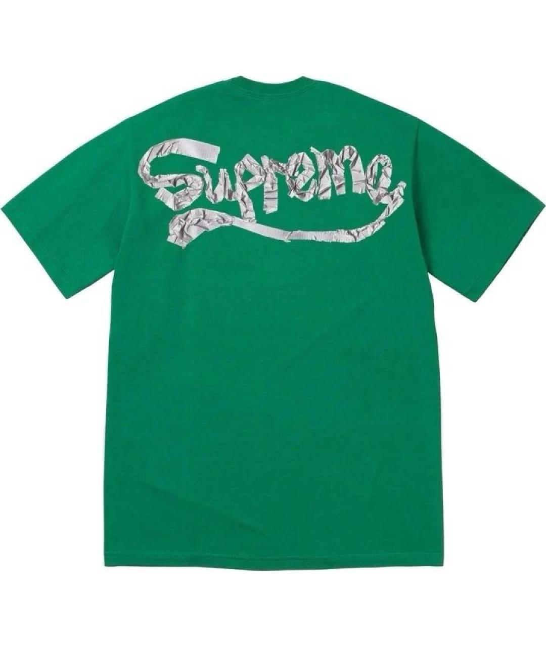SUPREME Зеленая хлопковая футболка, фото 2