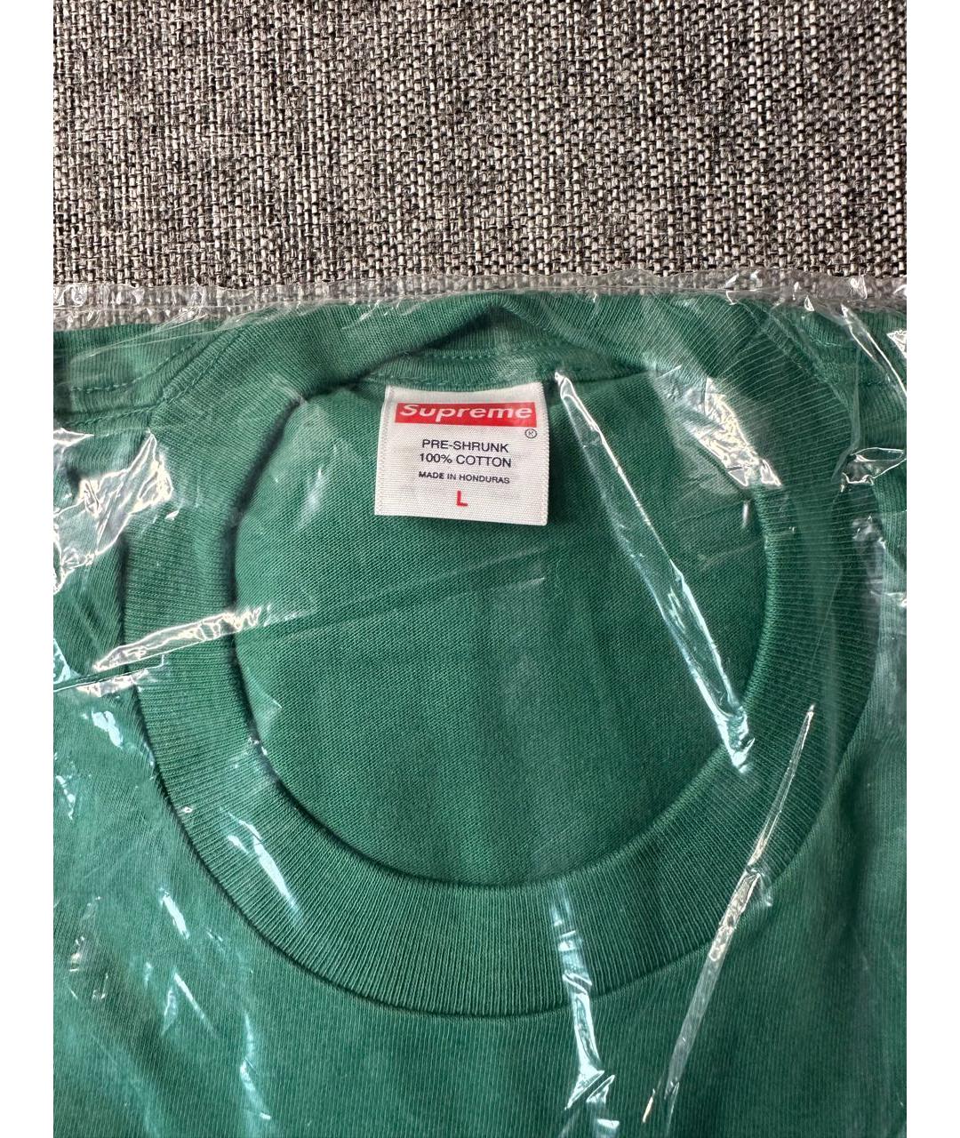 SUPREME Зеленая хлопковая футболка, фото 4