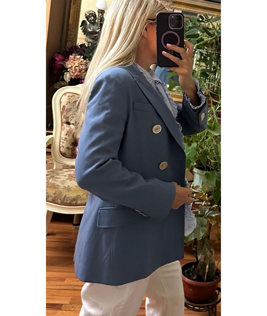 GUCCI Голубой шерстяной жакет/пиджак, фото 8