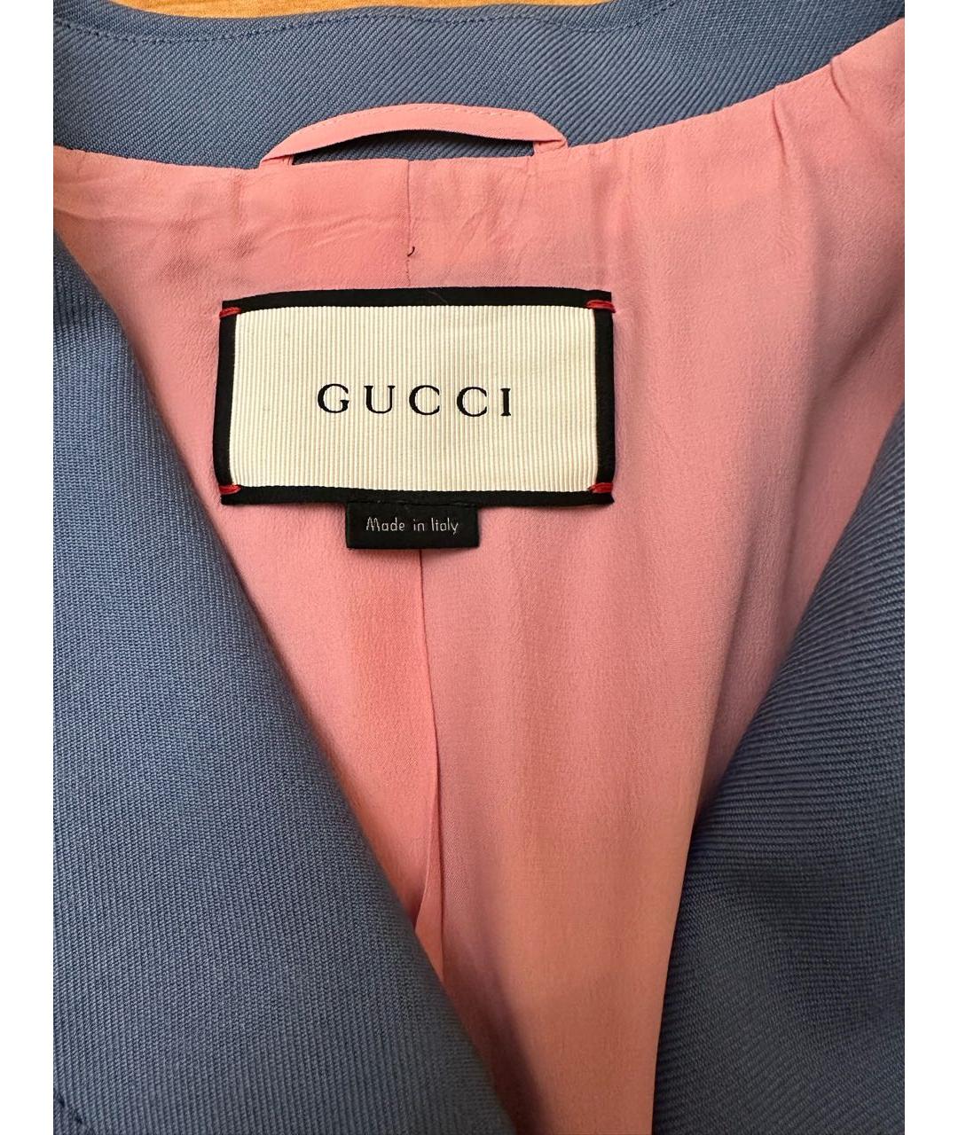 GUCCI Голубой шерстяной жакет/пиджак, фото 3