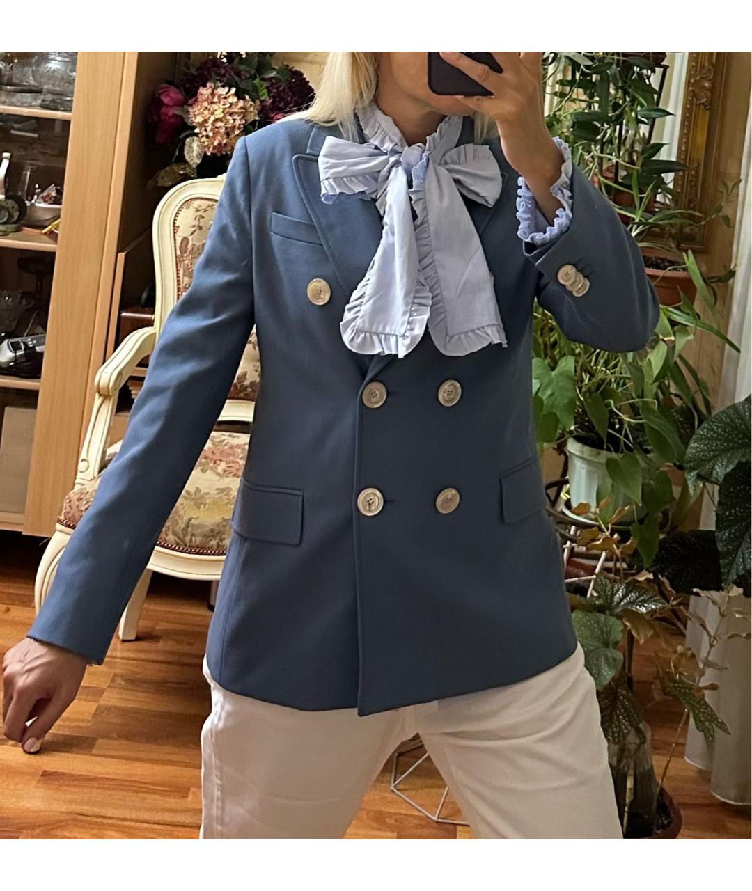 GUCCI Голубой шерстяной жакет/пиджак, фото 7