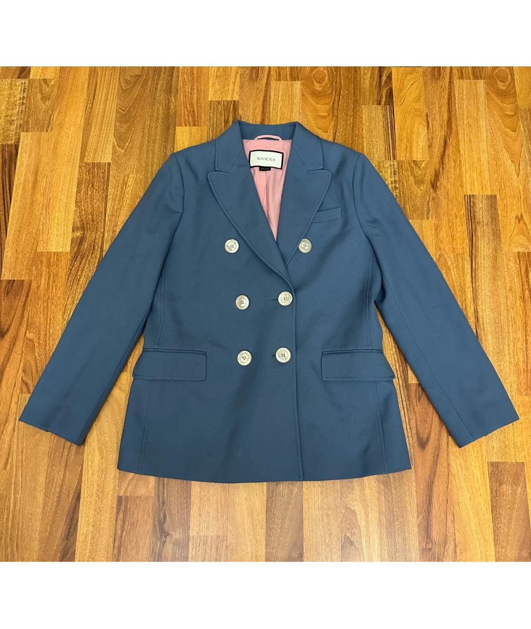 GUCCI Голубой шерстяной жакет/пиджак, фото 9