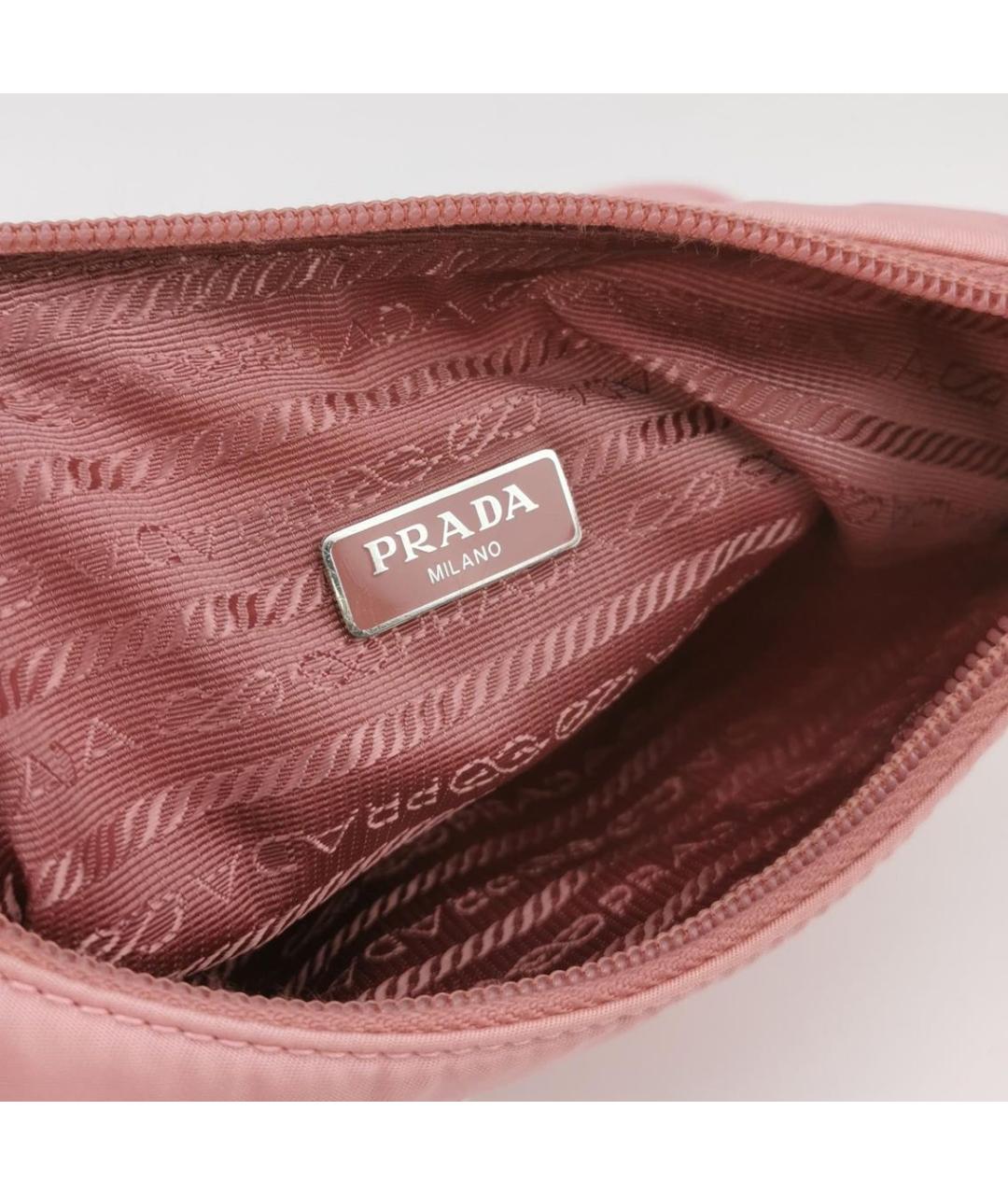 PRADA Розовая тканевая сумка с короткими ручками, фото 7