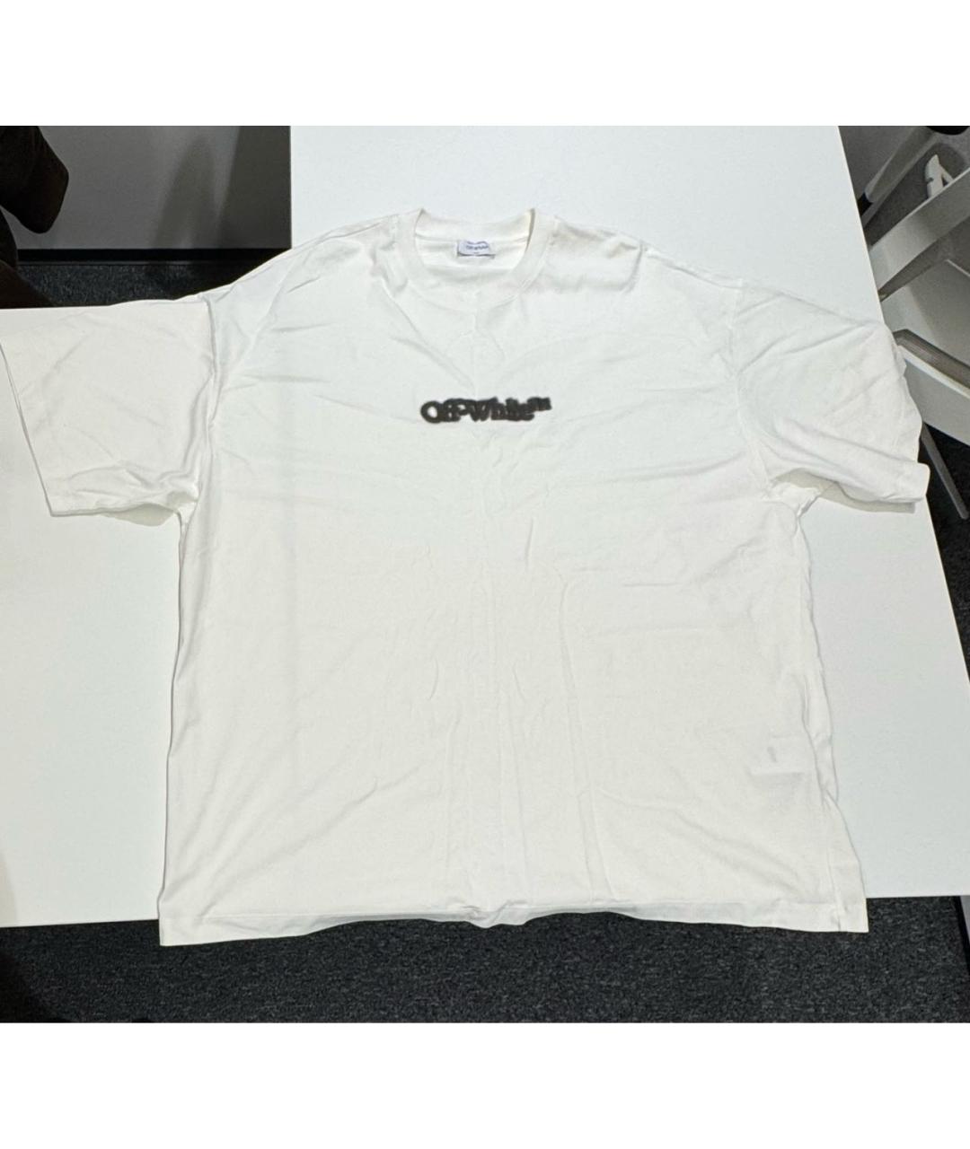 OFF-WHITE Белая хлопковая футболка, фото 4