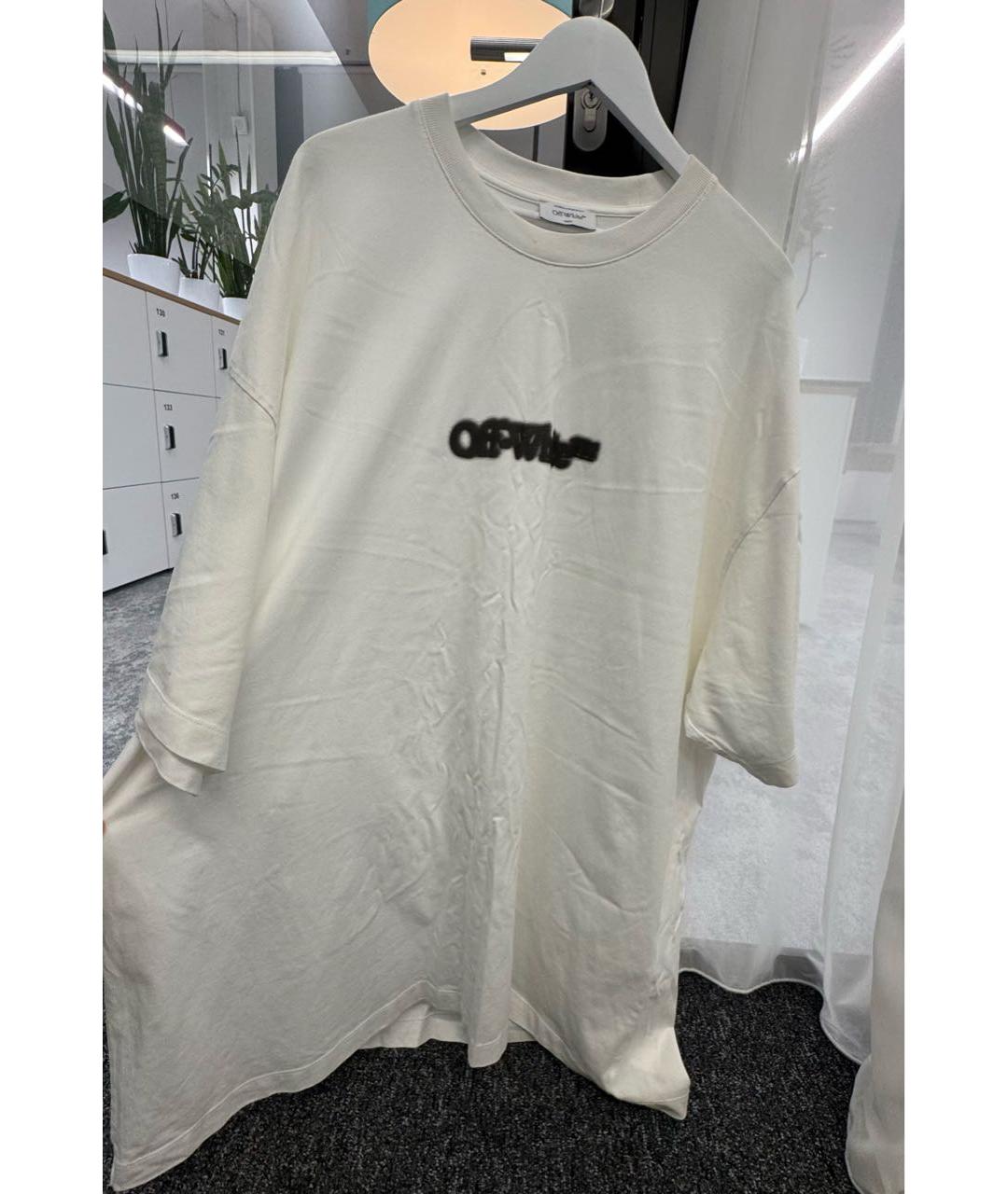 OFF-WHITE Белая хлопковая футболка, фото 5