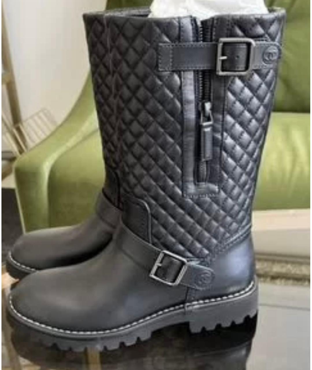 CHANEL Черные кожаные сапоги, фото 4