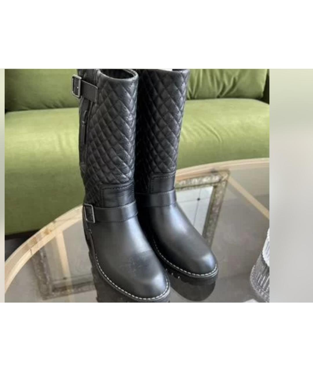 CHANEL Черные кожаные сапоги, фото 2