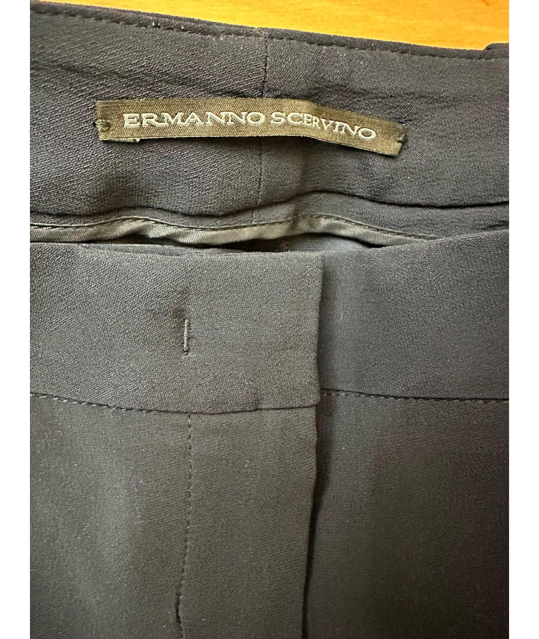 ERMANNO SCERVINO Темно-синие вискозные прямые брюки, фото 3