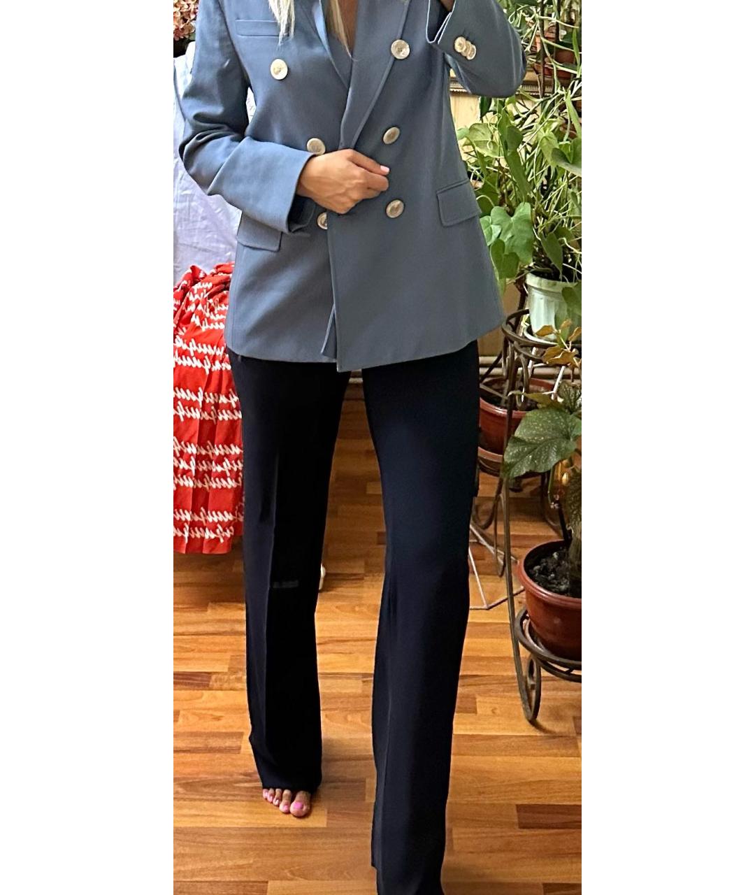 ERMANNO SCERVINO Темно-синие вискозные прямые брюки, фото 8