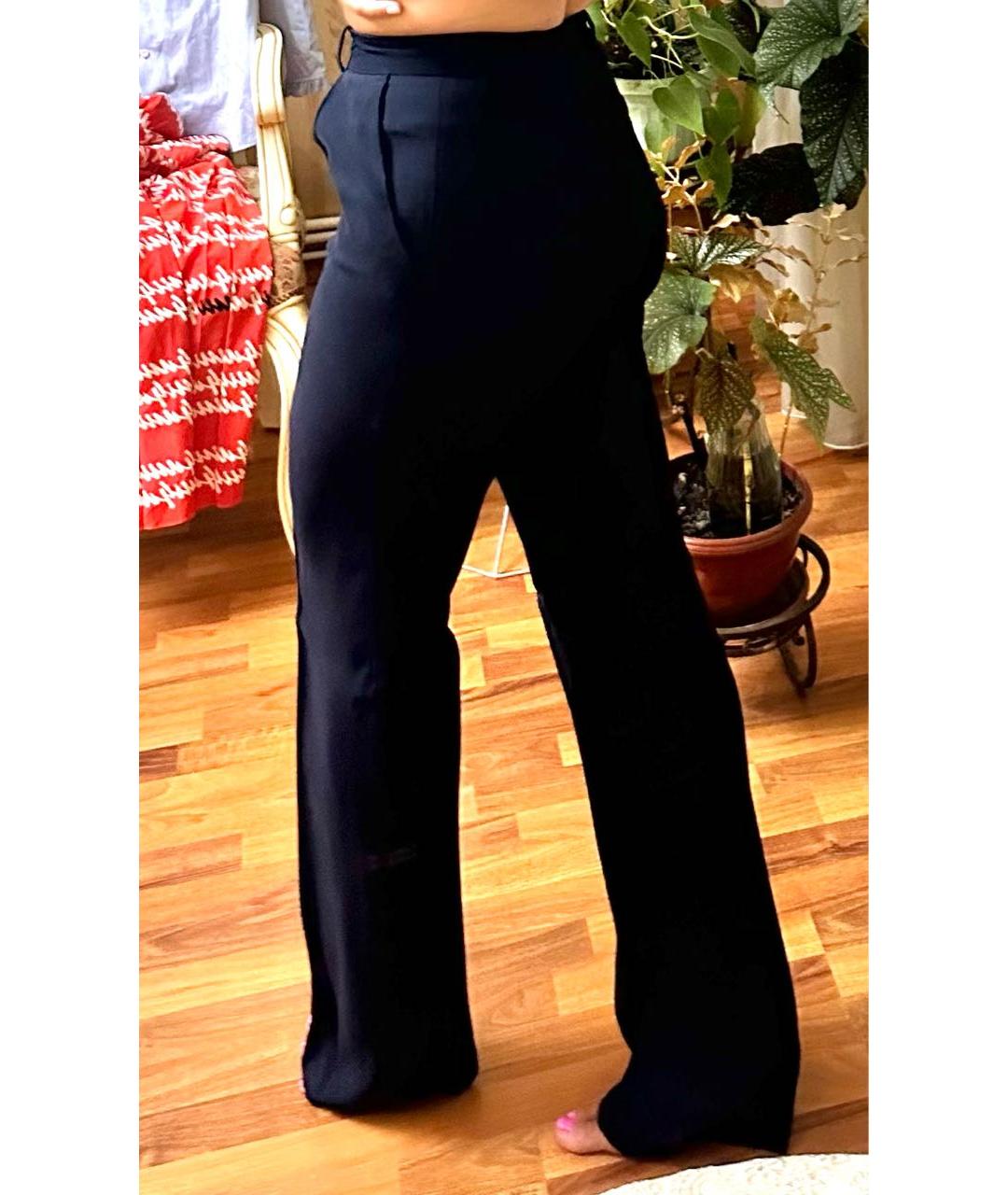 ERMANNO SCERVINO Темно-синие вискозные прямые брюки, фото 6