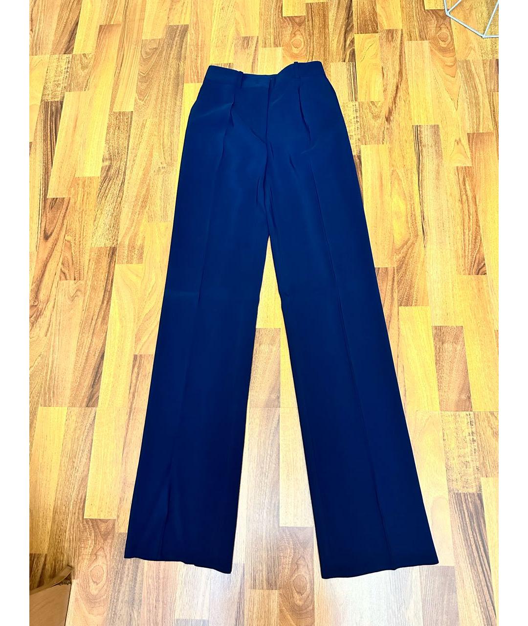 ERMANNO SCERVINO Темно-синие вискозные прямые брюки, фото 9