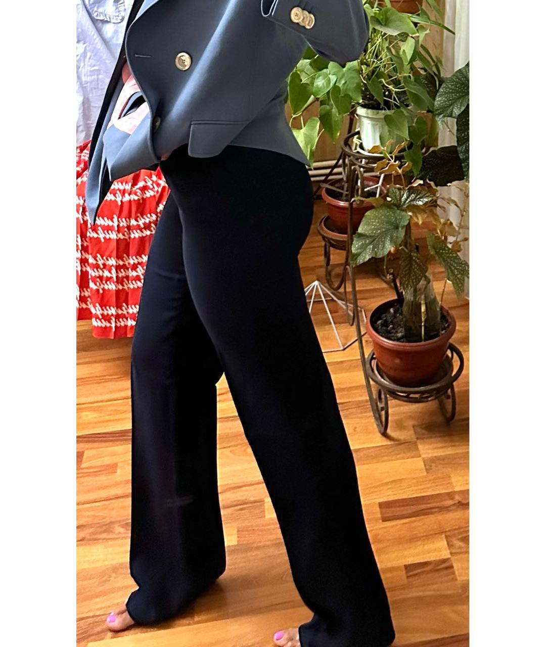 ERMANNO SCERVINO Темно-синие вискозные прямые брюки, фото 7