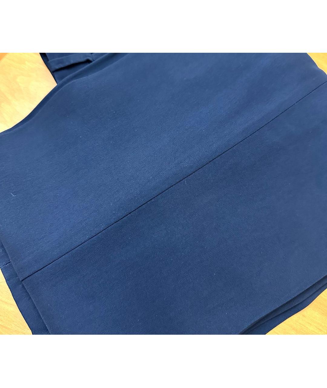 ERMANNO SCERVINO Темно-синие вискозные прямые брюки, фото 4
