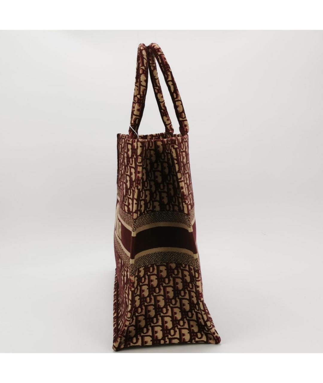 CHRISTIAN DIOR Бордовая тканевая сумка тоут, фото 2