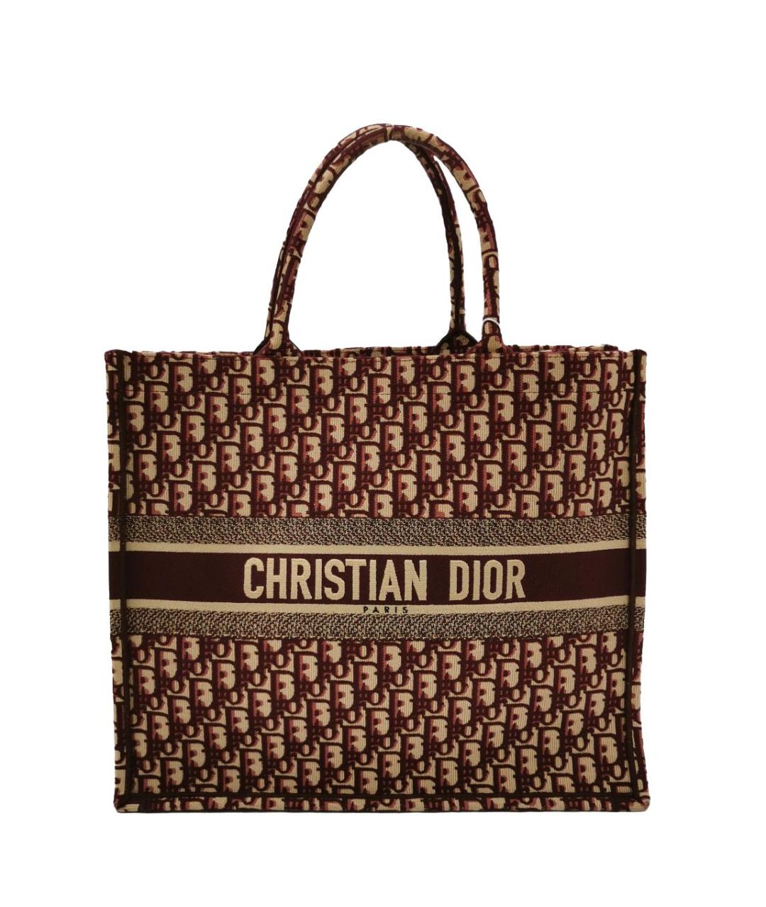 CHRISTIAN DIOR Бордовая тканевая сумка тоут, фото 9