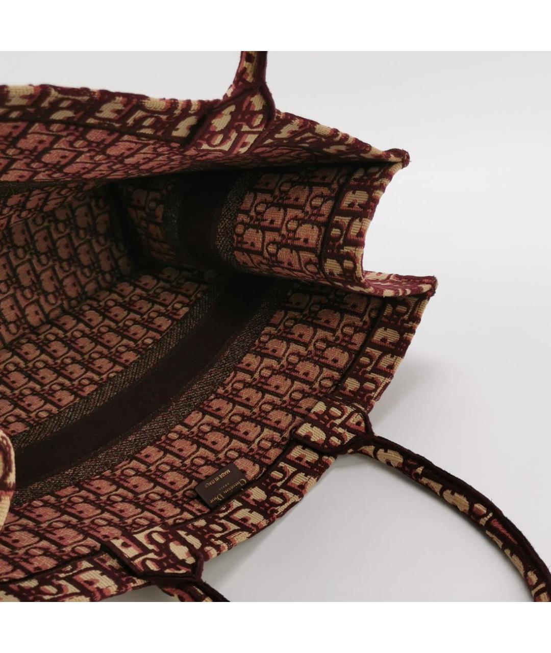 CHRISTIAN DIOR Бордовая тканевая сумка тоут, фото 6