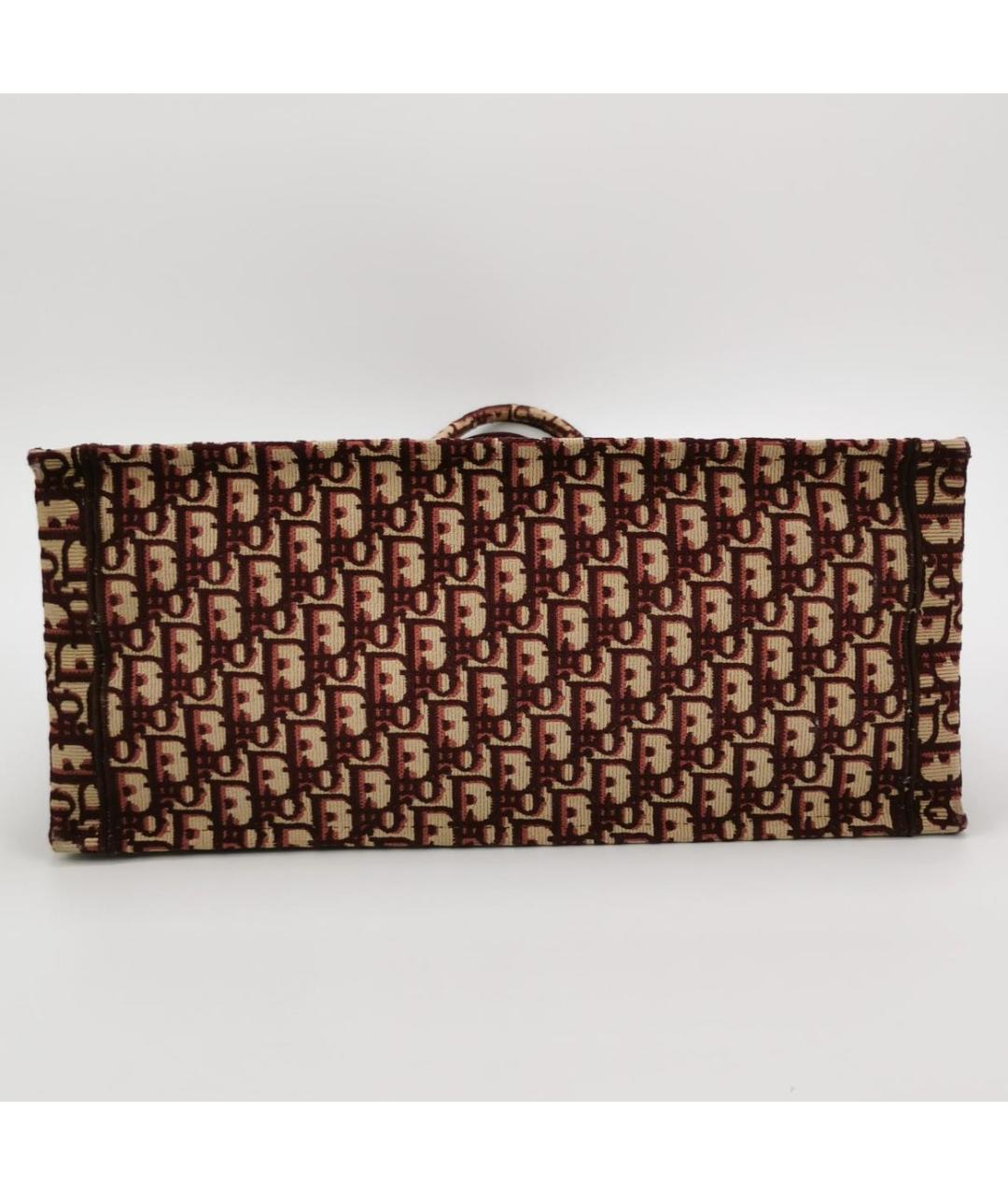 CHRISTIAN DIOR Бордовая тканевая сумка тоут, фото 5