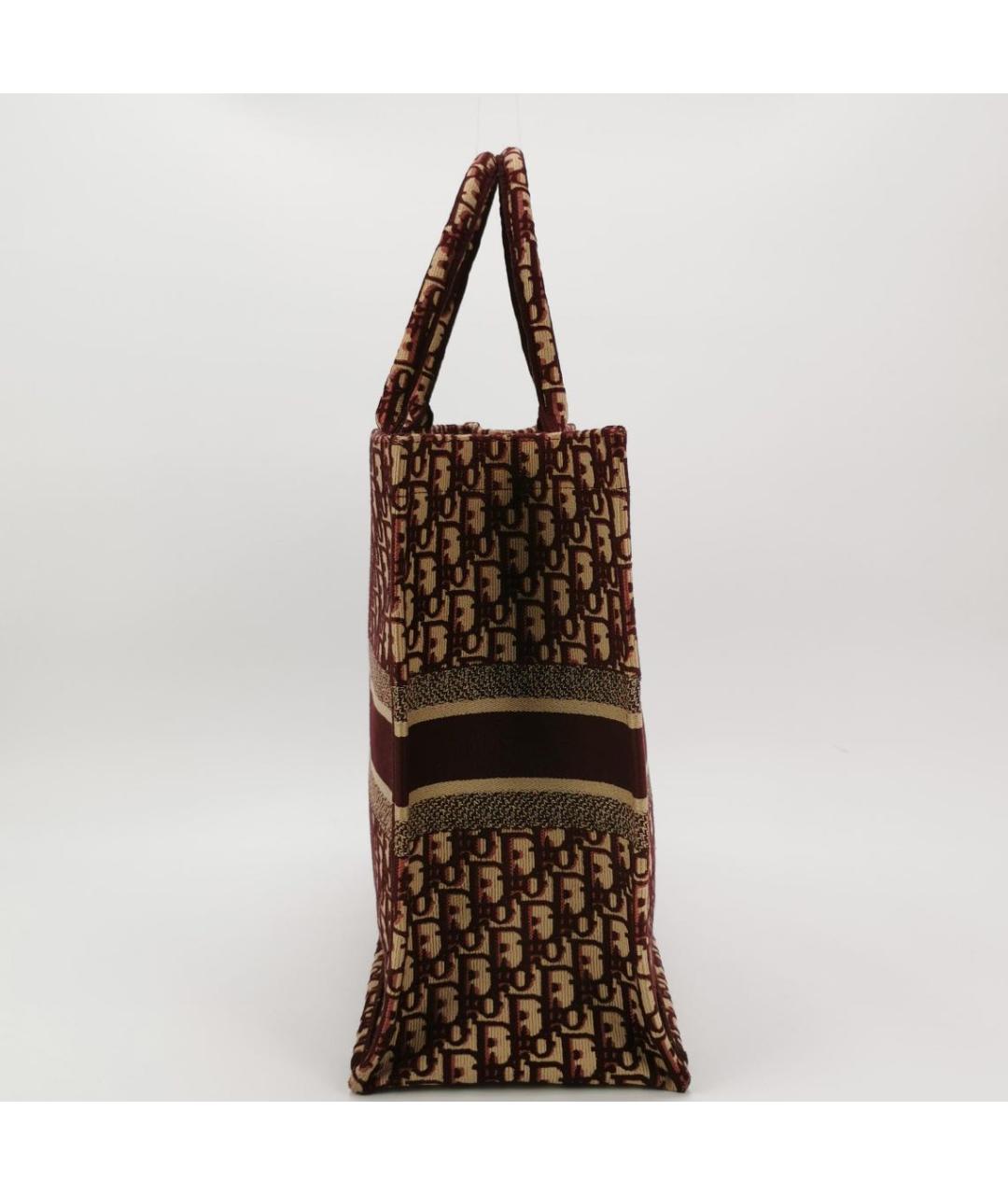 CHRISTIAN DIOR Бордовая тканевая сумка тоут, фото 3