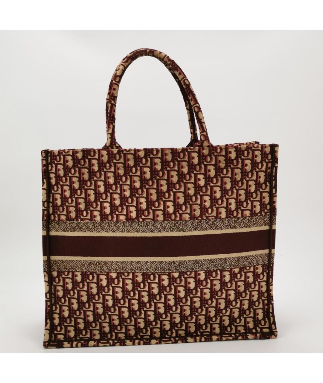 CHRISTIAN DIOR Бордовая тканевая сумка тоут, фото 4