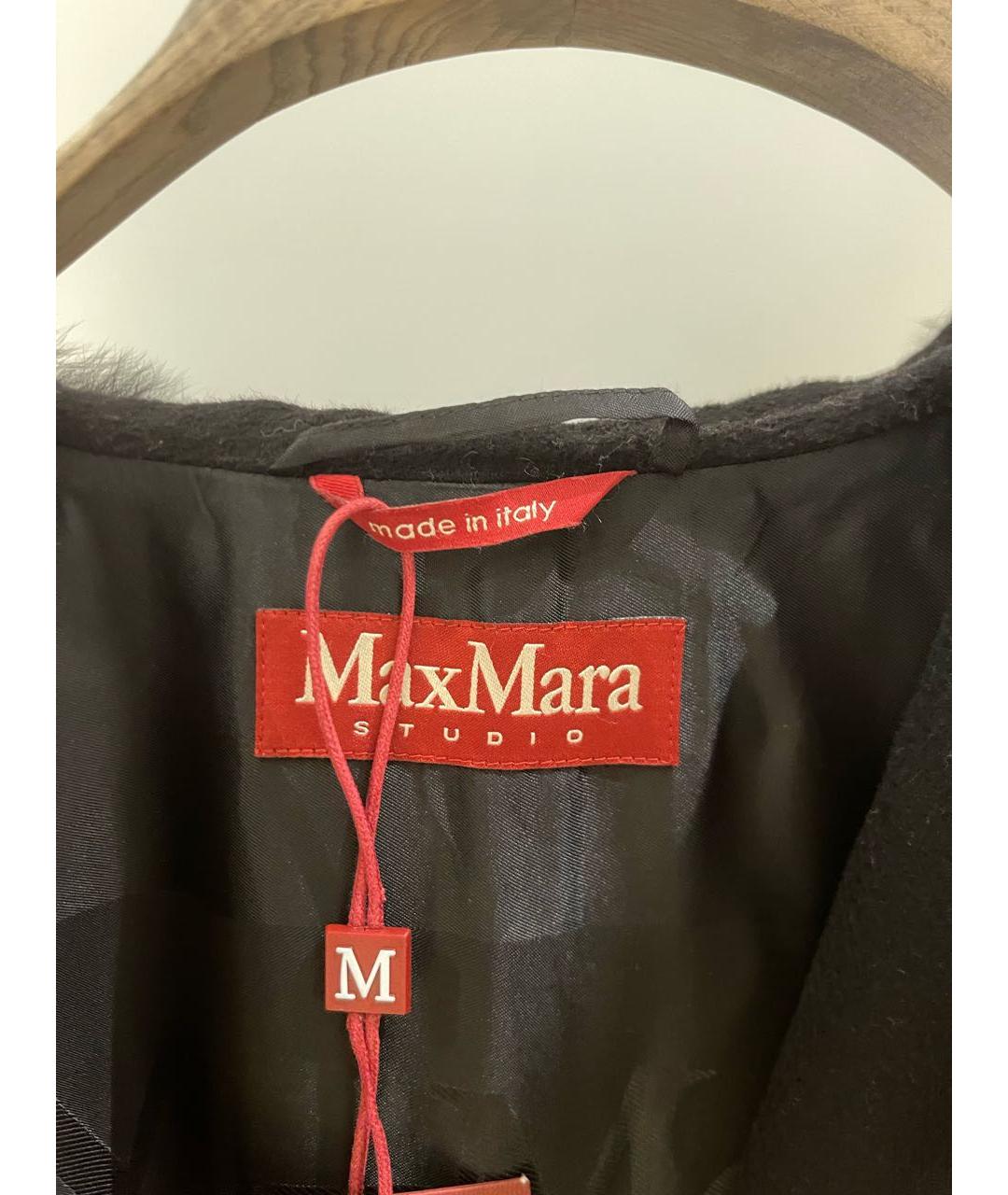 MAX MARA STUDIO Черное шерстяное пальто, фото 4