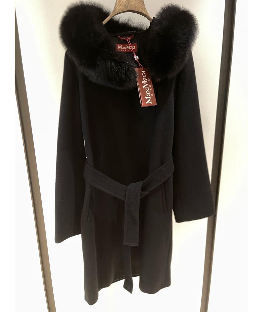 MAX MARA STUDIO Черное шерстяное пальто, фото 5