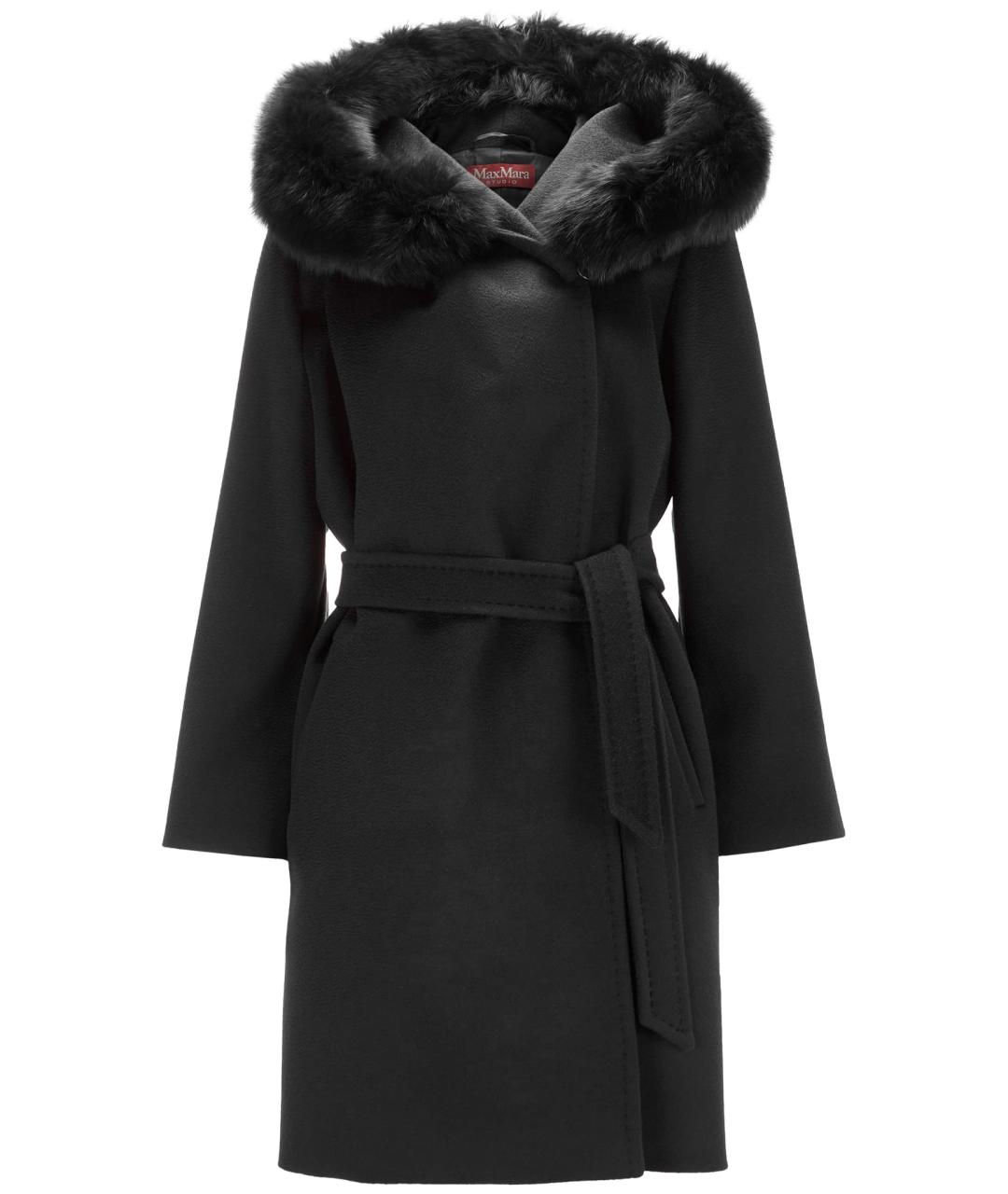 MAX MARA STUDIO Черное шерстяное пальто, фото 1