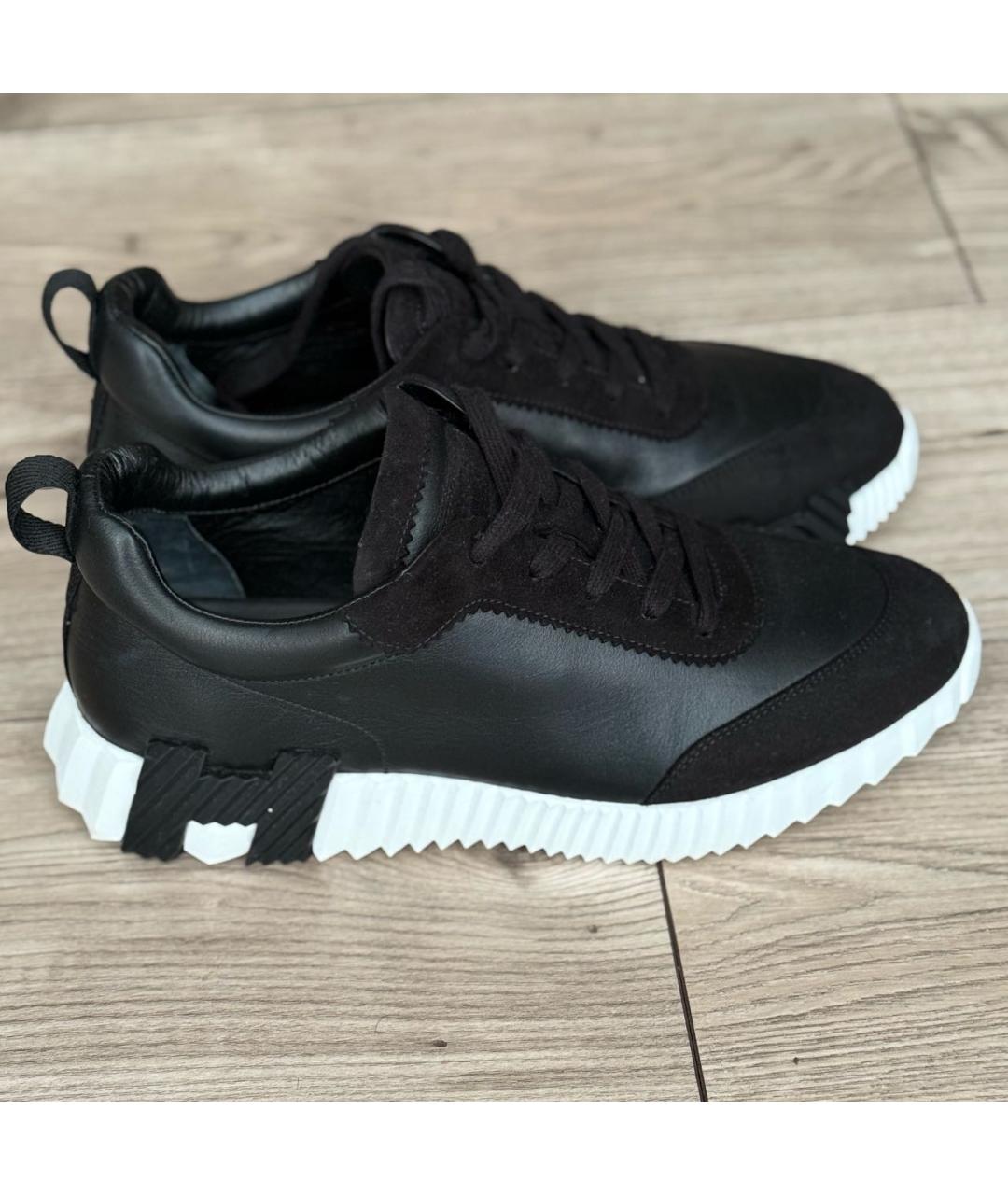 HERMES Черные кожаные низкие кроссовки / кеды, фото 2