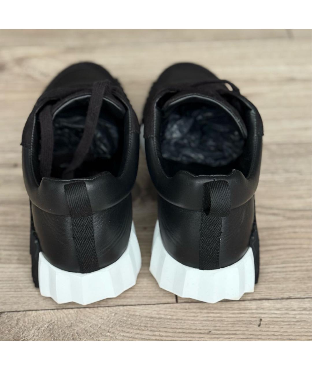 HERMES Черные кожаные низкие кроссовки / кеды, фото 5