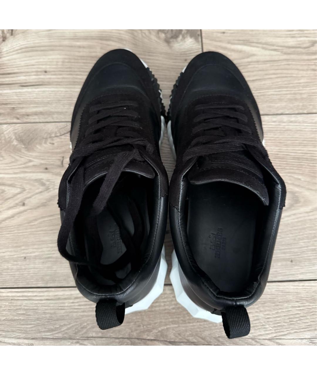 HERMES Черные кожаные низкие кроссовки / кеды, фото 4