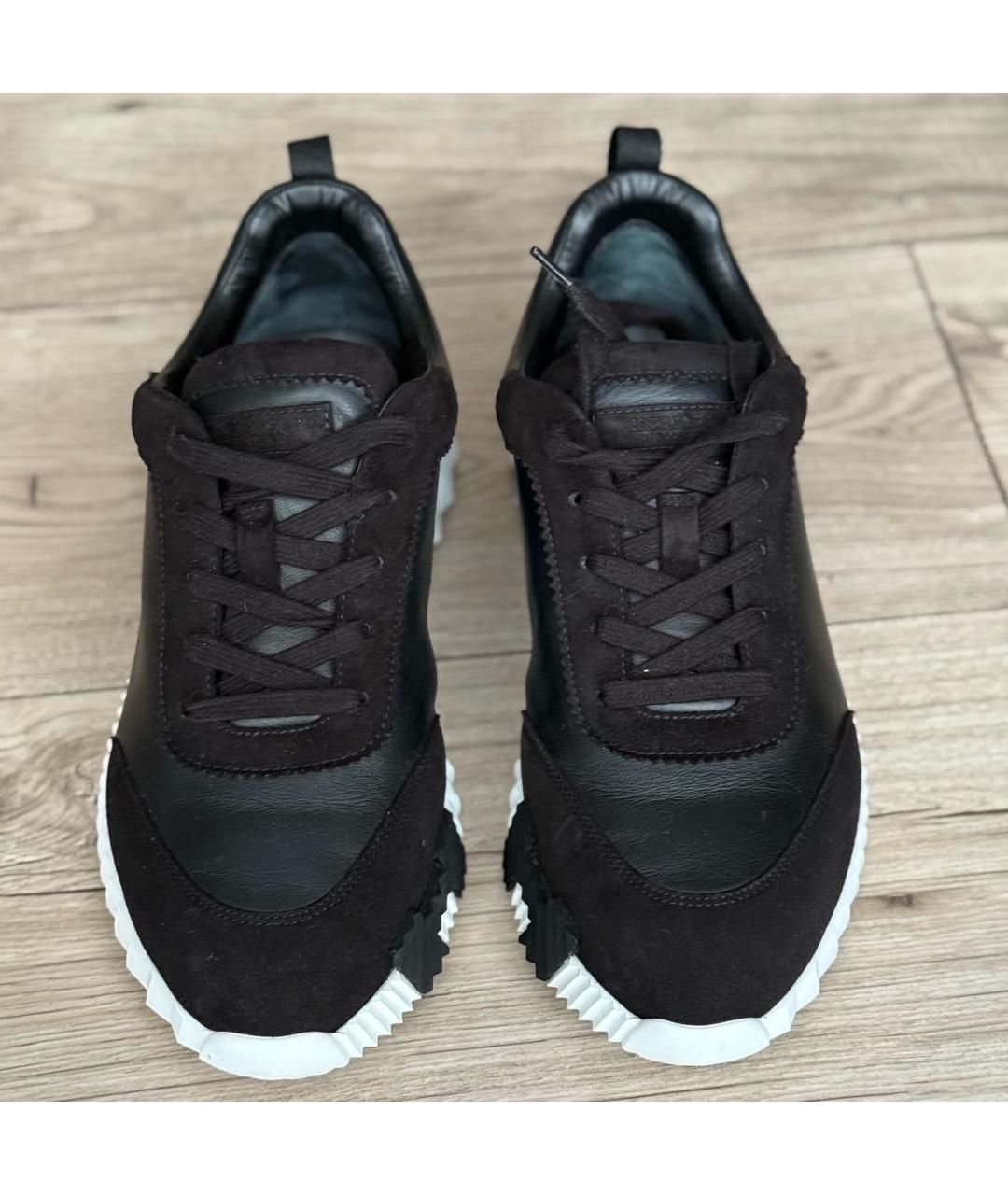 HERMES Черные кожаные низкие кроссовки / кеды, фото 3