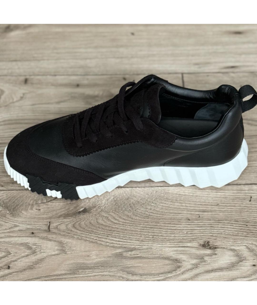 HERMES Черные кожаные низкие кроссовки / кеды, фото 8