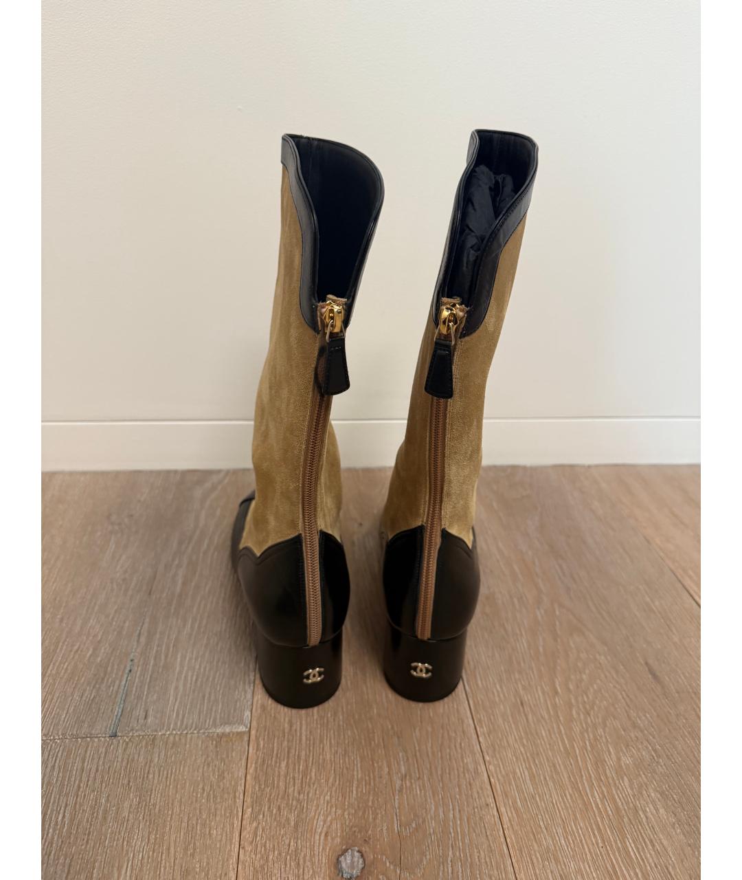 CHANEL Бежевые замшевые сапоги, фото 4