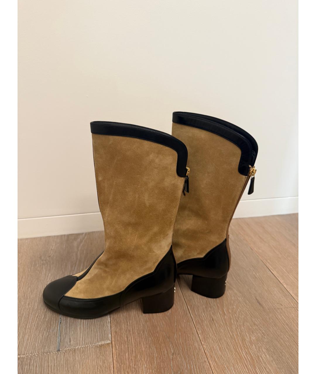 CHANEL Бежевые замшевые сапоги, фото 6