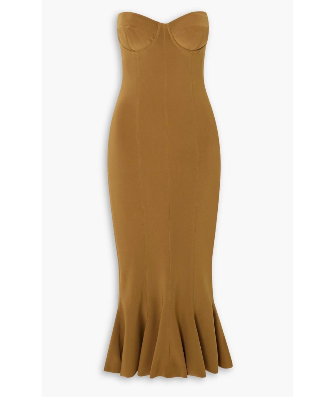 NORMA KAMALI Горчичное коктейльное платье, фото 4