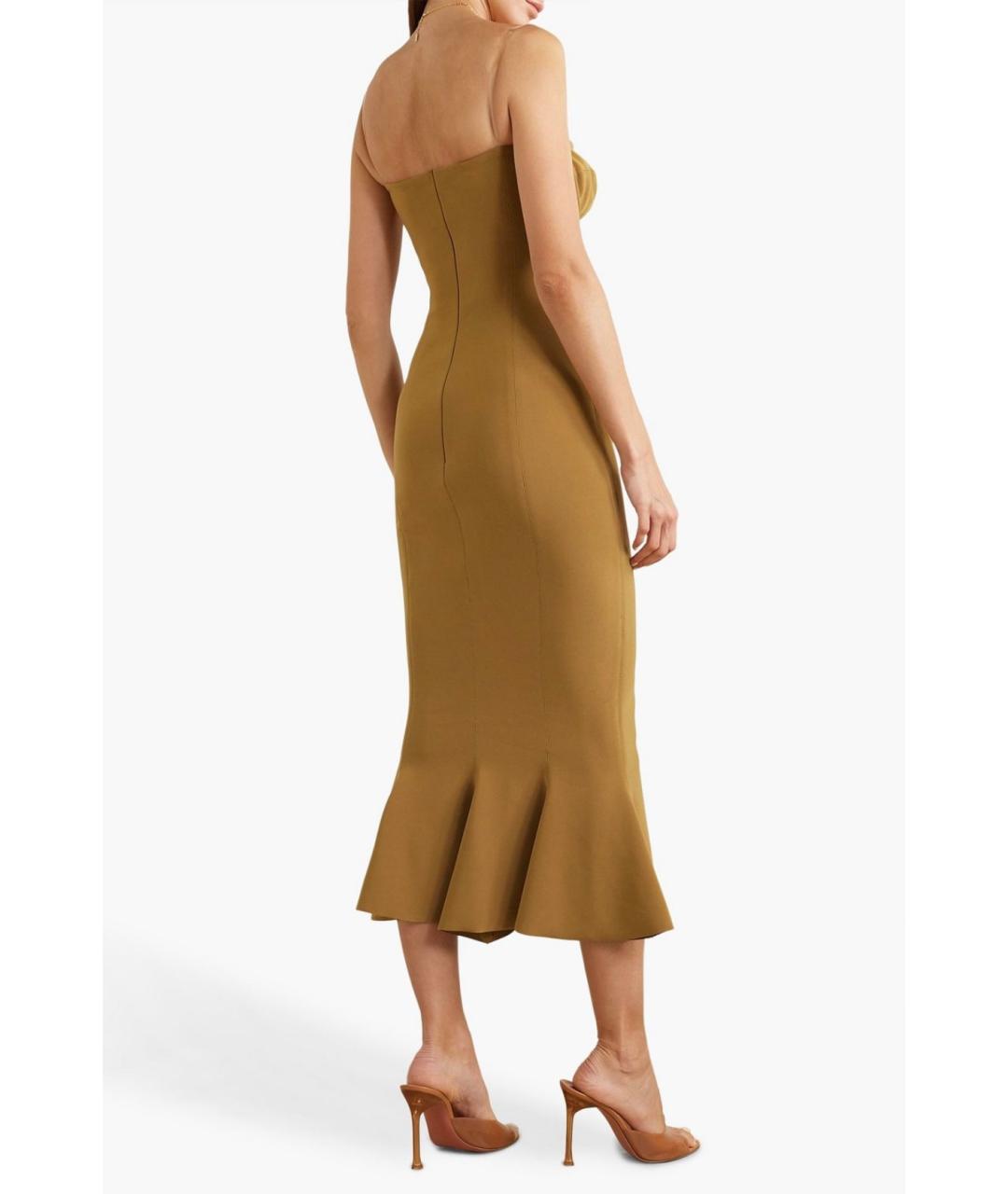 NORMA KAMALI Горчичное коктейльное платье, фото 3