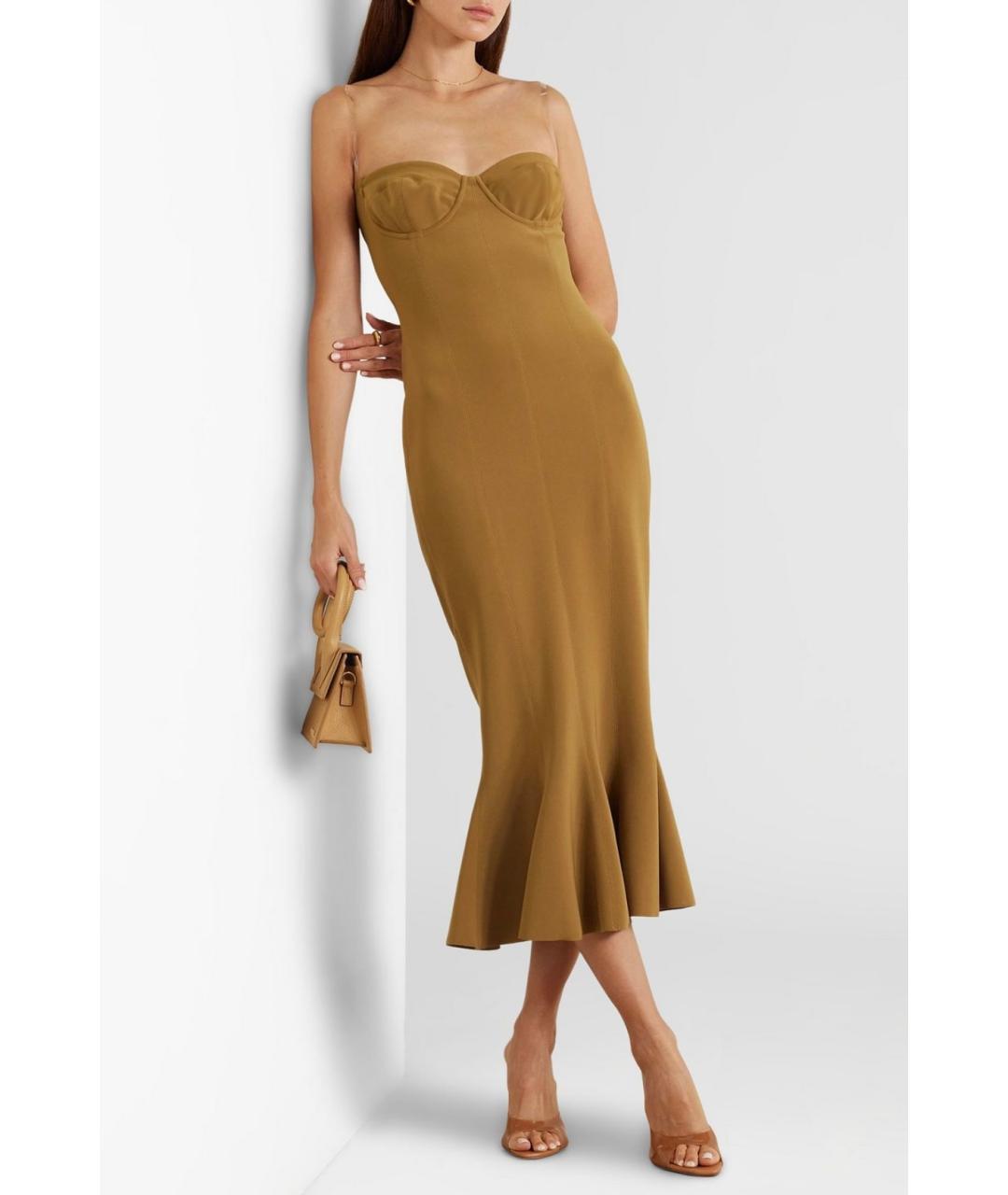 NORMA KAMALI Горчичное коктейльное платье, фото 2