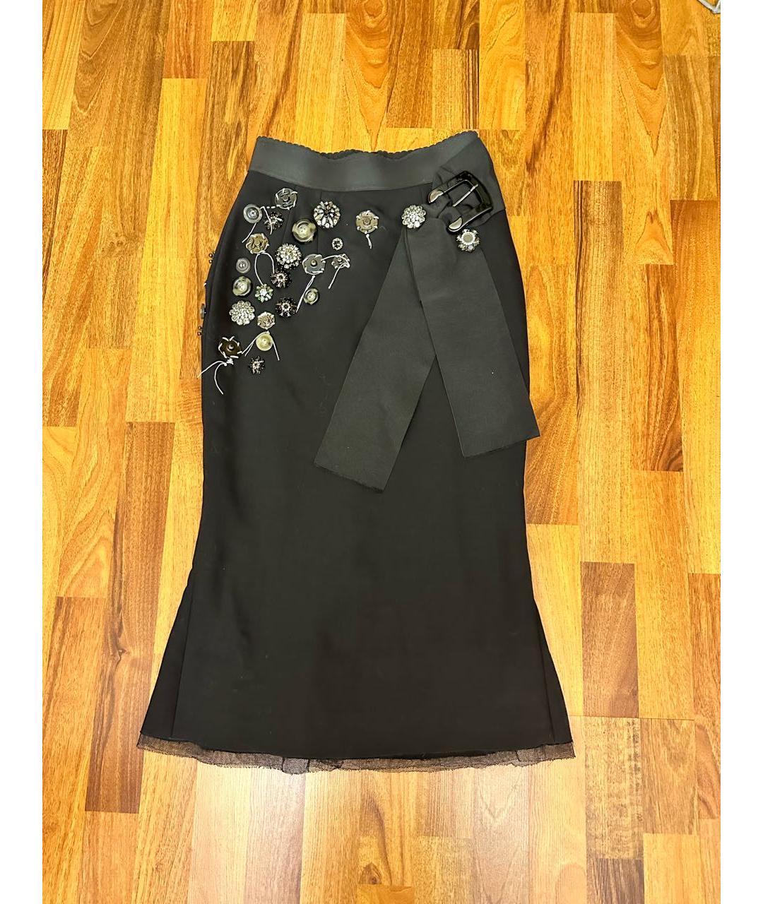 DOLCE&GABBANA Черная шерстяная юбка миди, фото 9