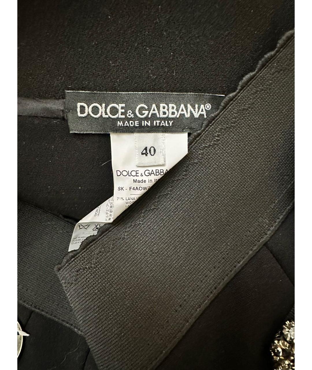 DOLCE&GABBANA Черная шерстяная юбка миди, фото 3